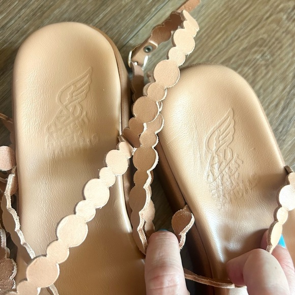 Ancient Greek Sandals Aspis Cowhide Scallop Edged Wrap Sandals SZ 10 - Picture 6 of 12